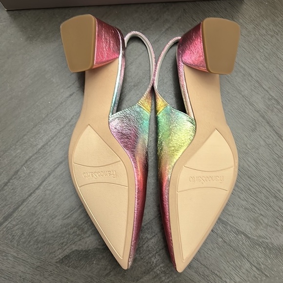 FRANCO SARTO Racer Womens Buckle Pointed Toe Slingback Heels - Picture 4 of 13